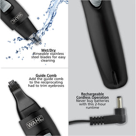 Wahl Groomsman rotary nose and ear head shown isolating internal grooming safely