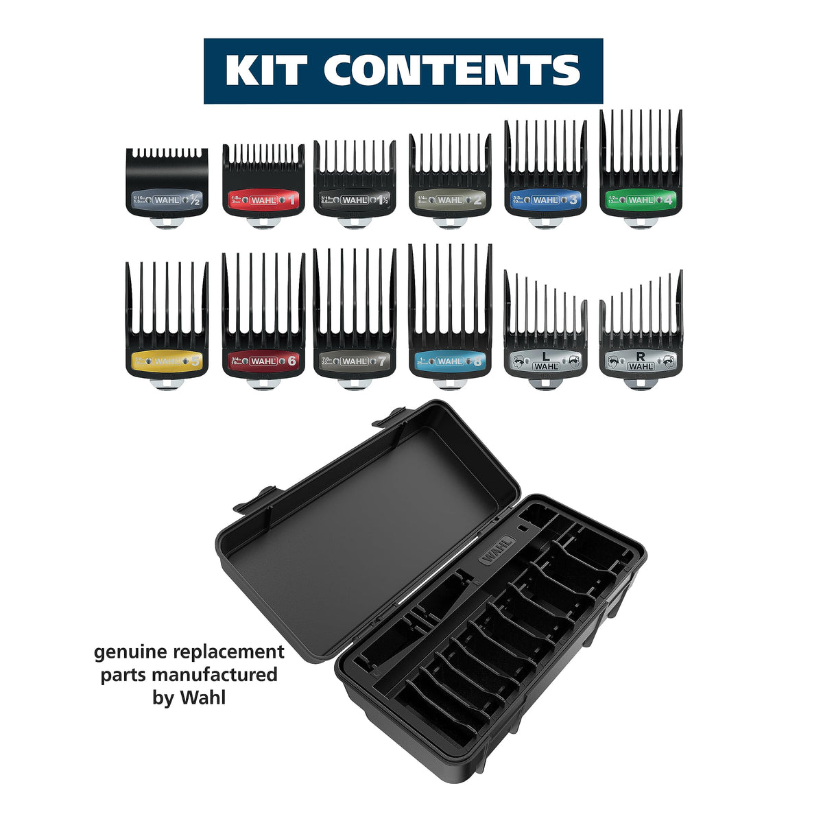 Wahl guard teeth close texture highlighting rigid polymer for even cutting