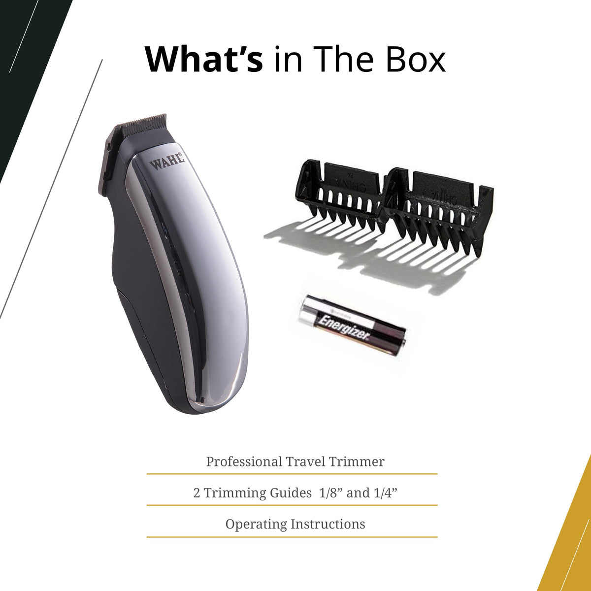 Wahl Professional next to AA battery showing simple single-battery power convenience