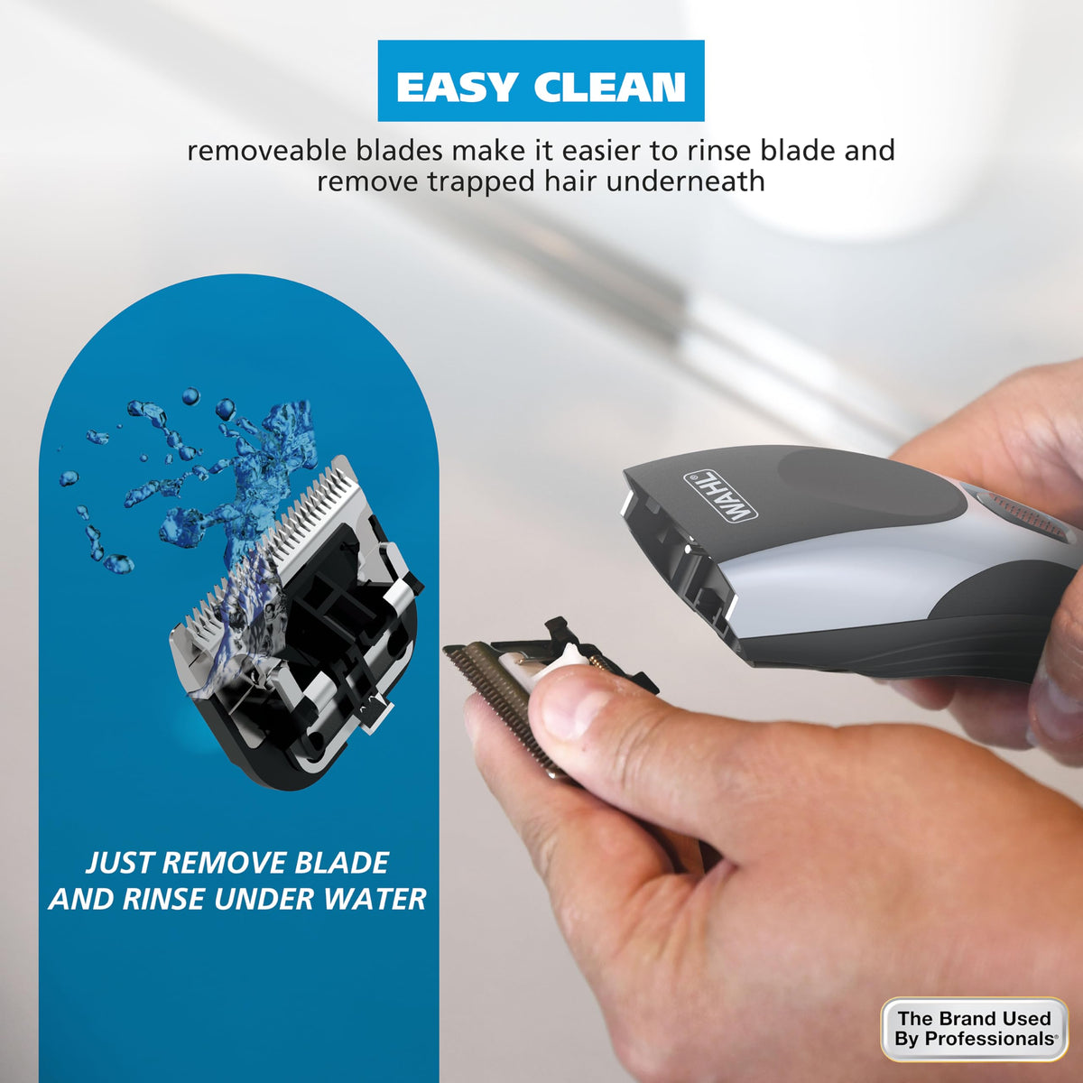 Wahl clippers in hand scale comparison illustrating comfortable grip and handheld control
