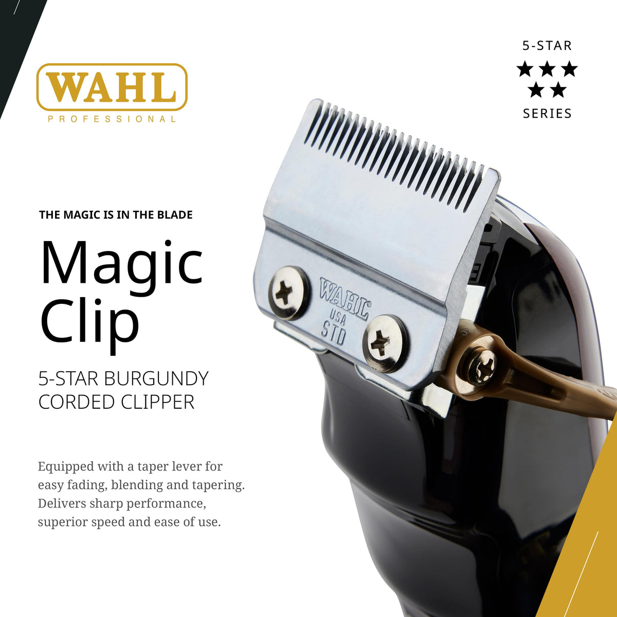 Wahl Magic Clip blade close-up highlighting zero-overlap adjustable blade for precise fades