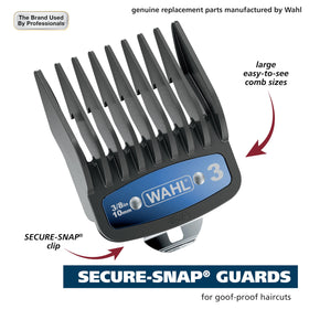 Wahl metal clip closeup illustrating secure snap locking and improved stability