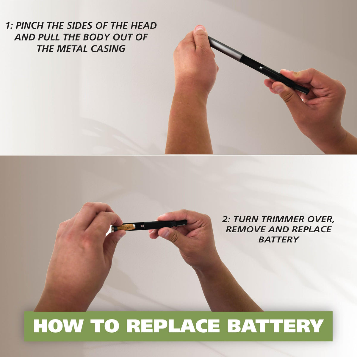 Wahl trimmer with battery tray open for simple AAA replacement and maintenance