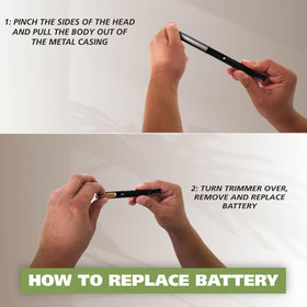 Wahl trimmer with battery tray open for simple AAA replacement and maintenance
