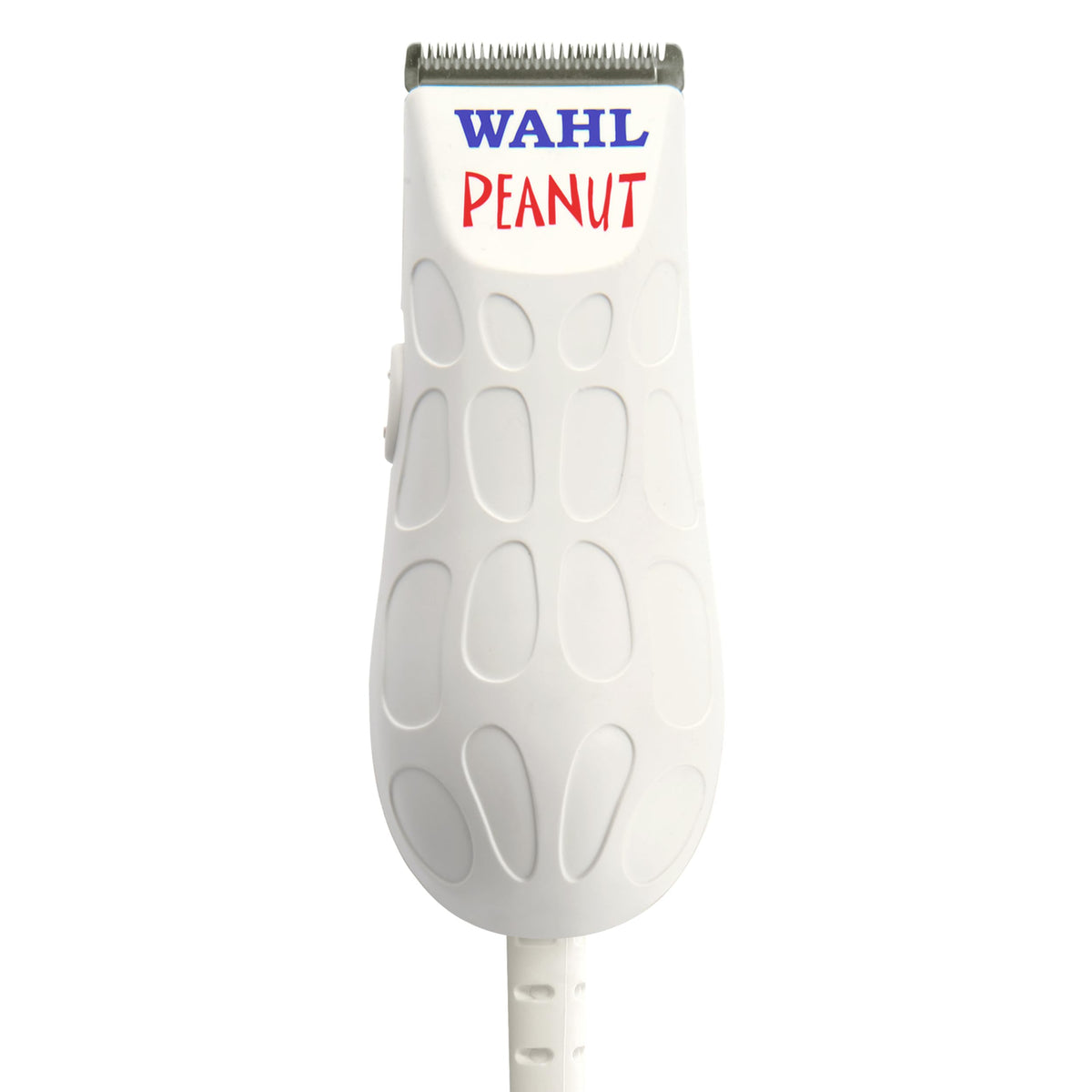 Wahl Peanut front view showing compact white body and ergonomic grip for precise control