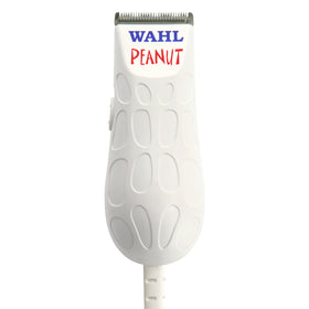 Wahl Peanut front view showing compact white body and ergonomic grip for precise control