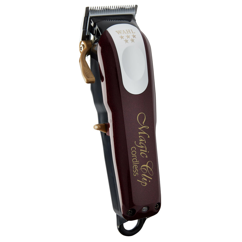 Wahl Professional Magic Clip front view showing ergonomic red housing and controls for comfort