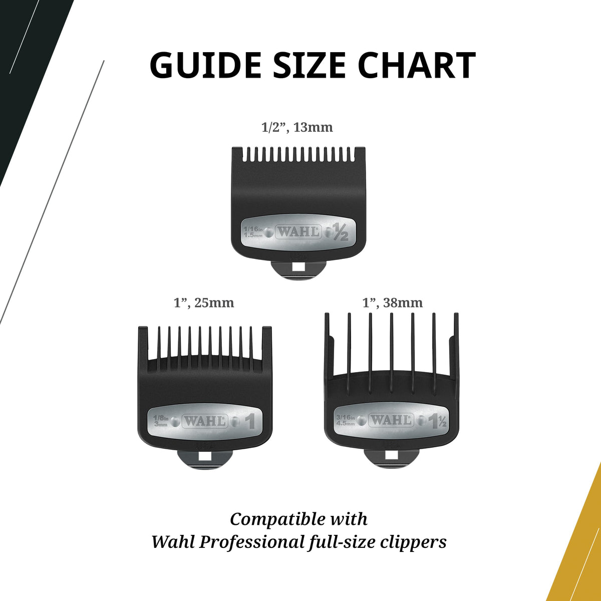 Wahl Professional combs on hand for size comparison and scale