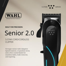 Wahl Professional Senior 2.0 side profile highlighting ergonomic shape for reduced hand fatigue
