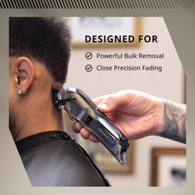 Wahl Professional Senior 2.0 taper lever detail illustrating five-click adjustment for precise fades