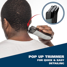 Wahl shaver held in hand to show compact size and travel-friendly convenience