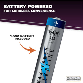 Wahl pen trimmer held in hand to show scale and convenient portability
