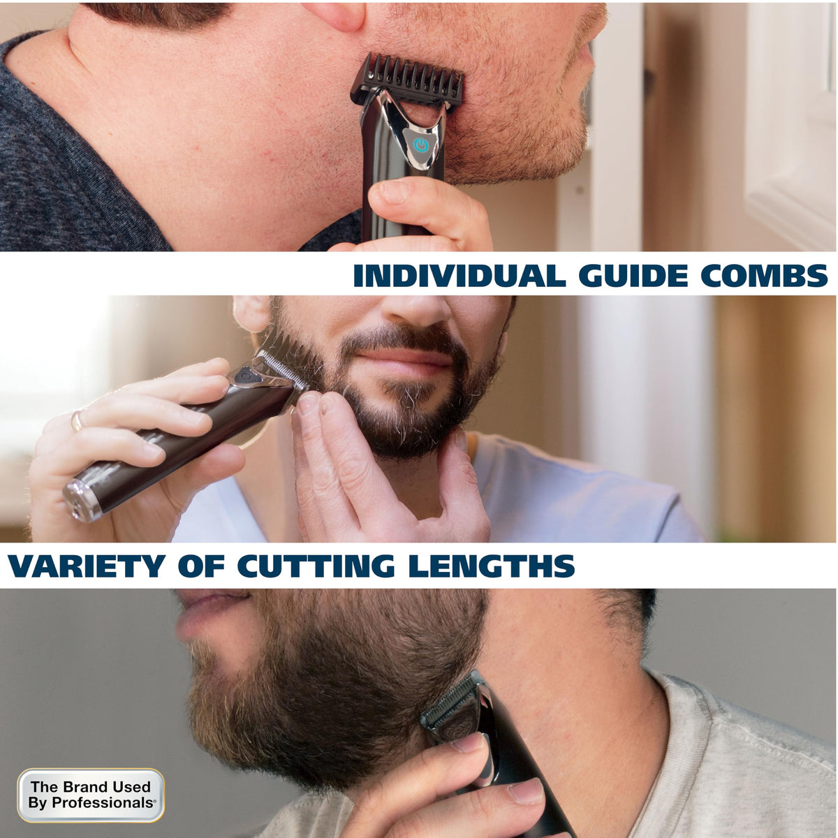 Wahl stainless steel body texture close-up illustrating durable slate finish and build quality