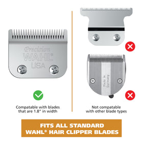 Wahl guards laid out with cleaning brush and towel to show easy maintenance