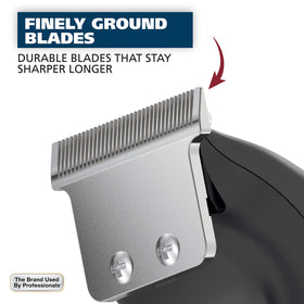 Wahl T‑Pro side profile with cord plugged in showing continuous power for heavy cutting