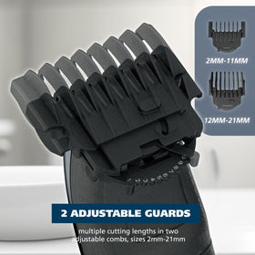 Wahl trimmer in hand scale shot showing compact size and comfortable travel-ready grip
