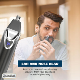 Wahl trimmer in travel case lifestyle image for easy packing on business trips