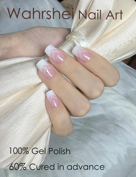 Wahrshei strip being applied to natural nail ready for UV/LED curing benefit