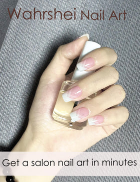 Wahrshei cured French gradient nails on hand showing salon-like shine
