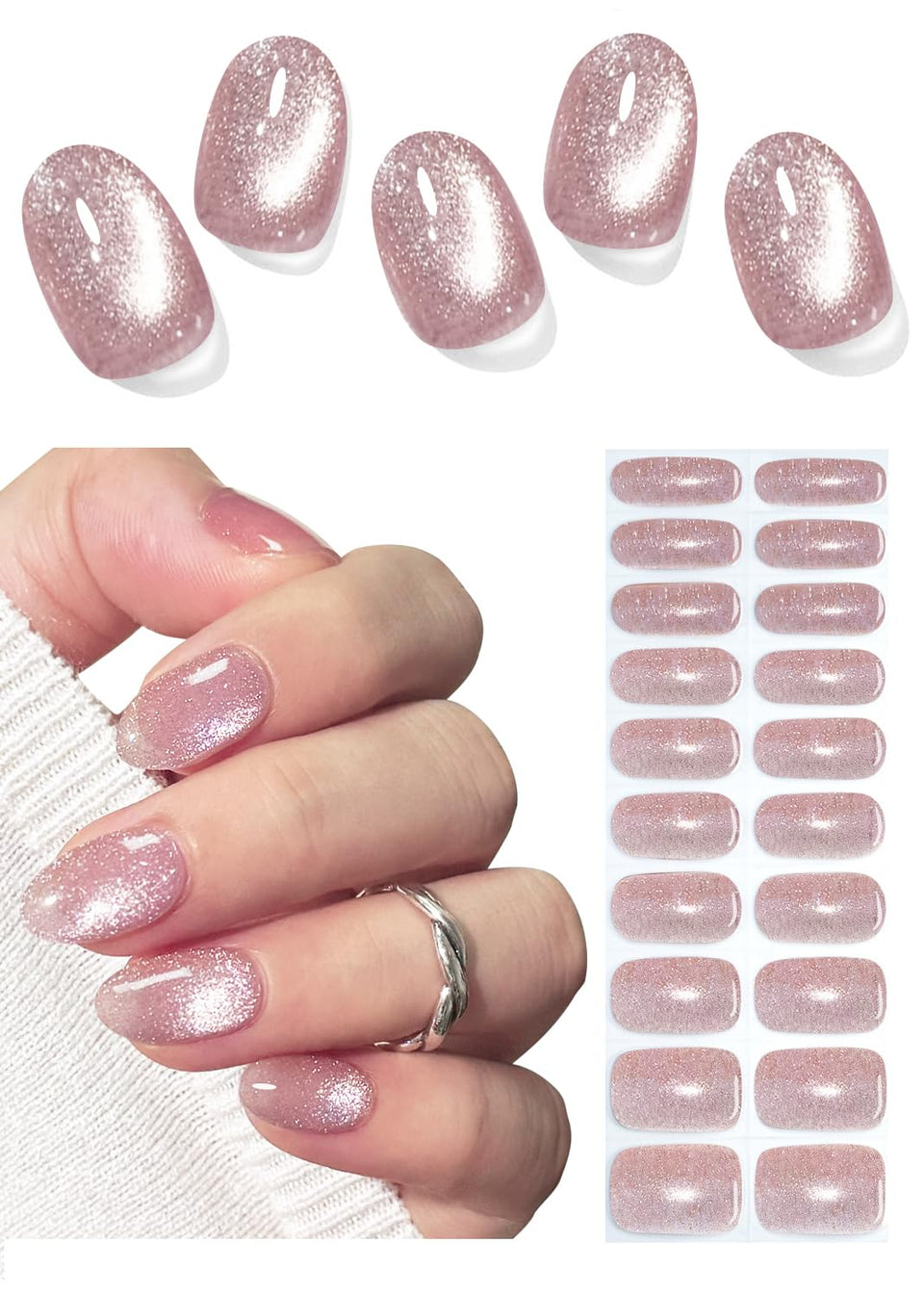 Wahrshei front packaging showing 20 cat eye gel strips and benefits