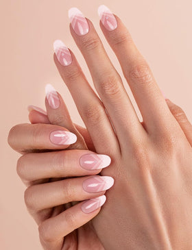 Wahrshei close-up of French gradient gel strip texture highlighting smooth gloss