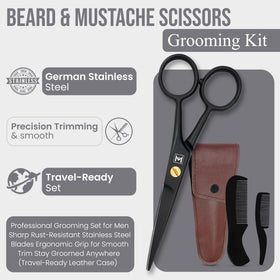 WAJEES scissors trimming a mustache showing accurate, pull-free snips