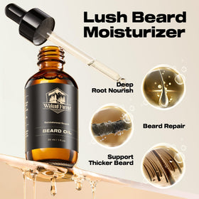 Waking Forest oil applied while combing beard for smoother grooming benefit