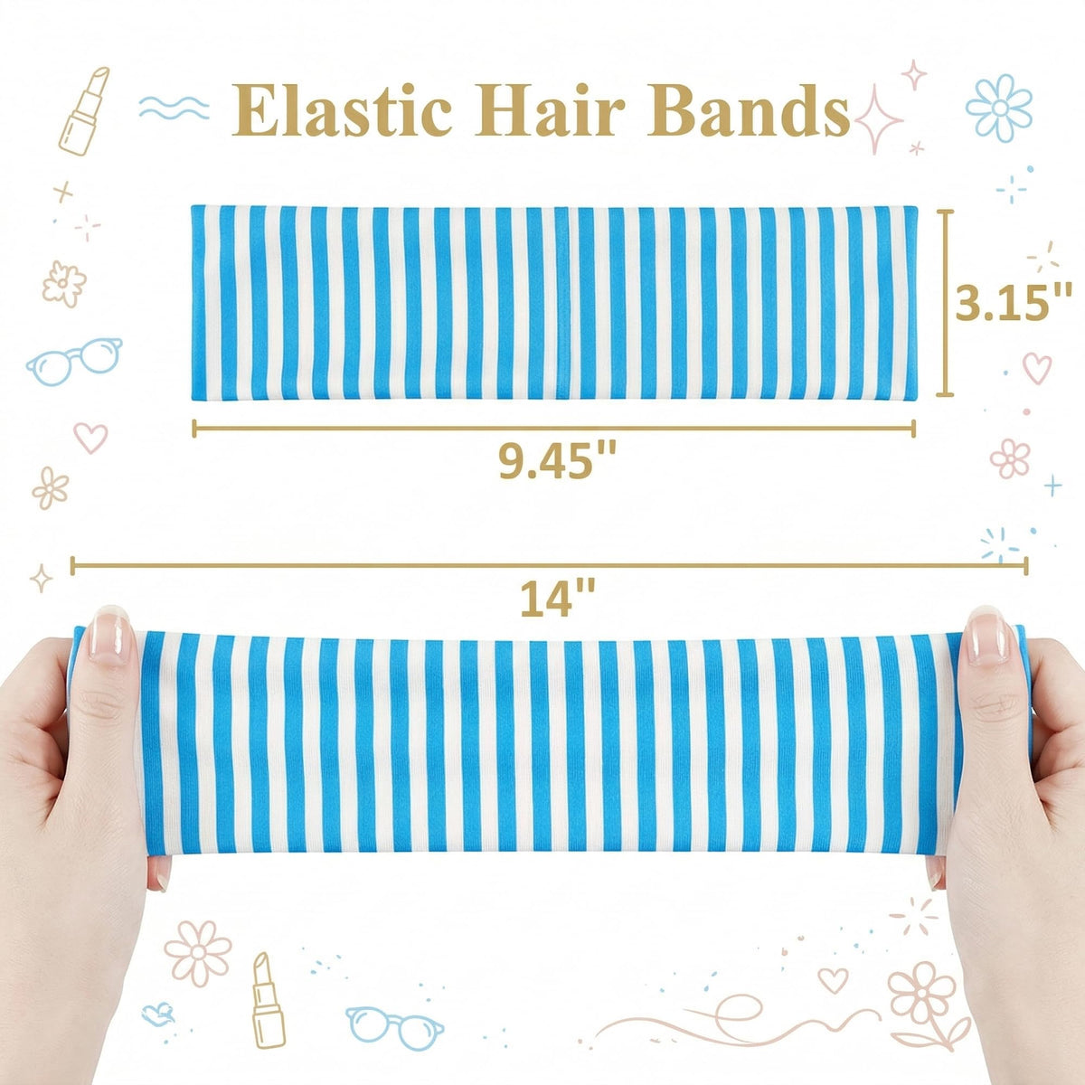 Waliah flatlay of six striped headbands arranged to show color choices