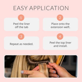 Walker Tape tabs with extension solvent illustrating clean, gentle removal