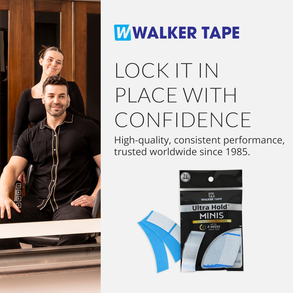 Walker Tape lifestyle image of person wearing a secured wig during activity