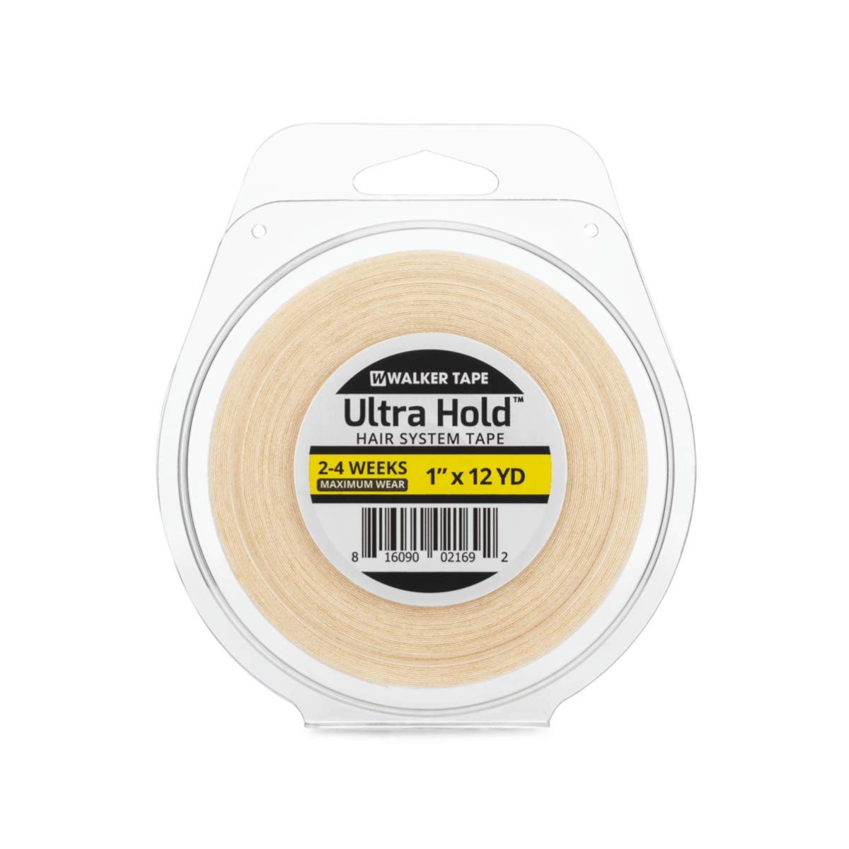 Walker Tape front view of 1-inch roll showing clear tape and white liner for secure long hold