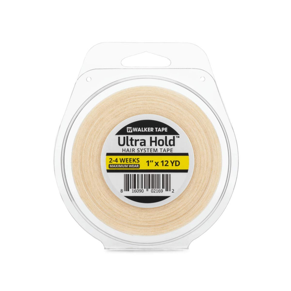 Walker Tape front view of 1-inch roll showing clear tape and white liner for secure long hold