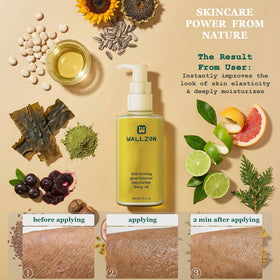 WALLZON oil texture on skin close-up, showing lightweight absorbent finish