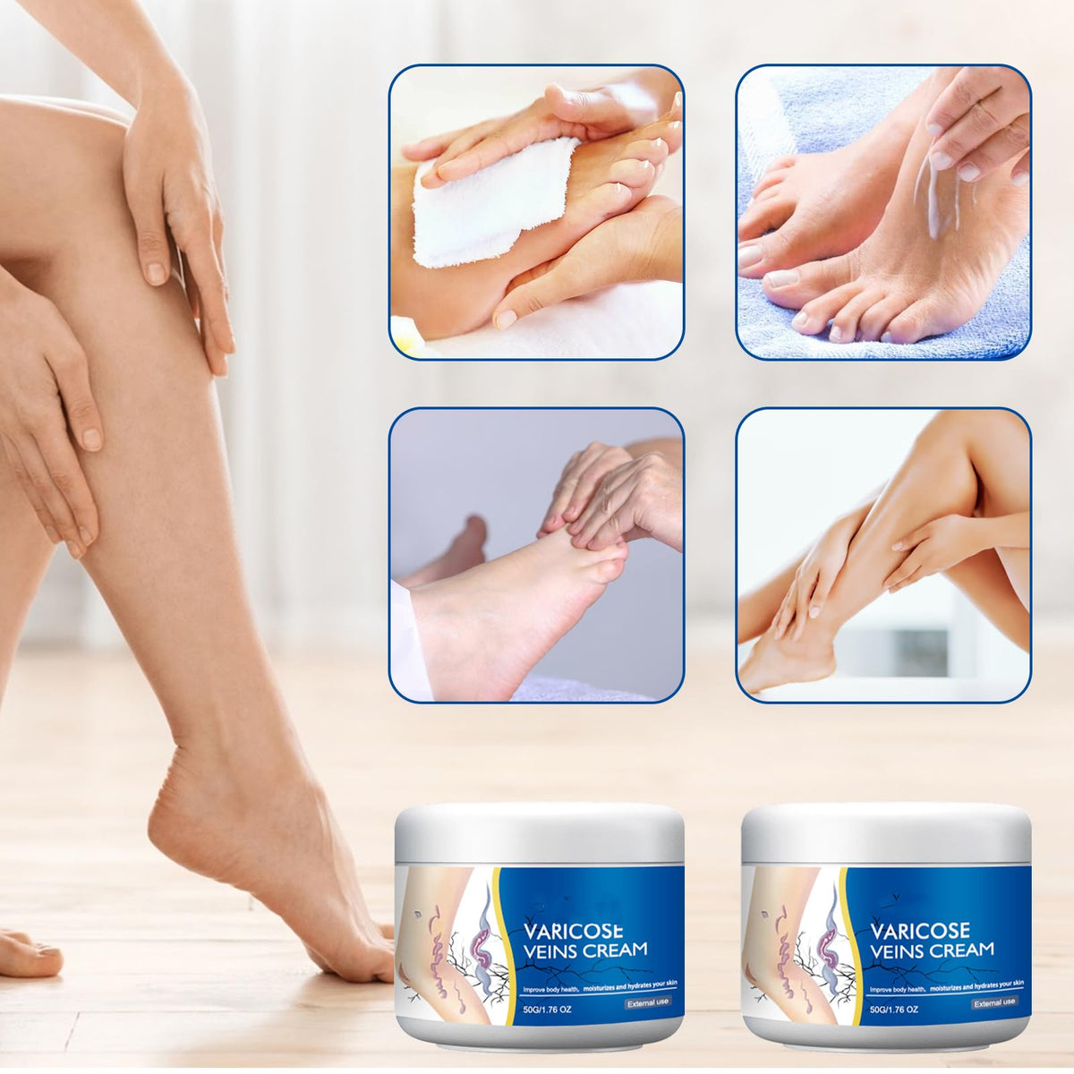 Wanban being massaged into leg demonstrating soothing effect