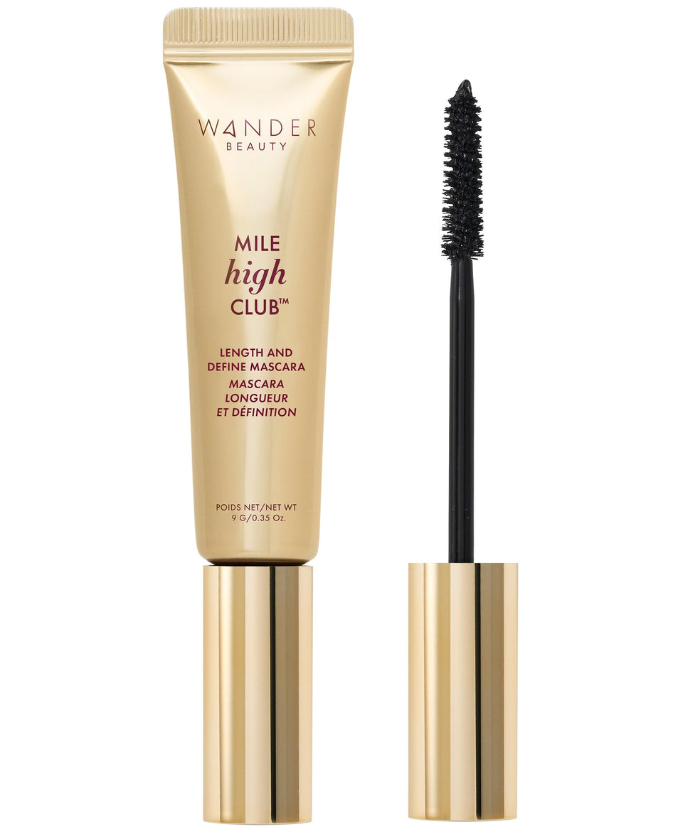 Wander Beauty front packaging showing sleek mascara tube and bold branding