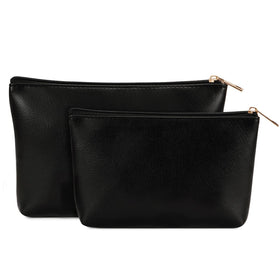 Wandering Nature front view of both black pouches showing neat carry benefit