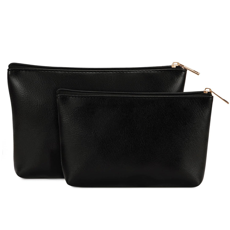 Wandering Nature front view of both black pouches showing neat carry benefit
