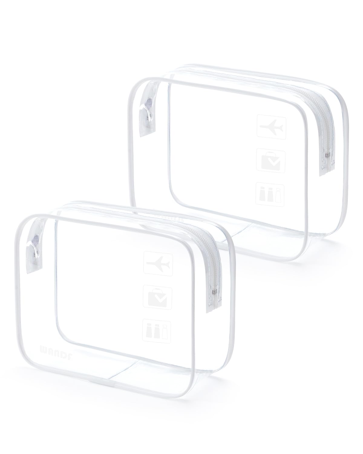 WANDF front view clear pouch showing compliance and fast security checks