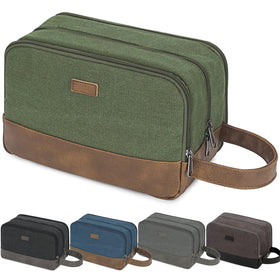 WANDF front view green toiletry bag showing compact, travel-ready design and organized exterior
