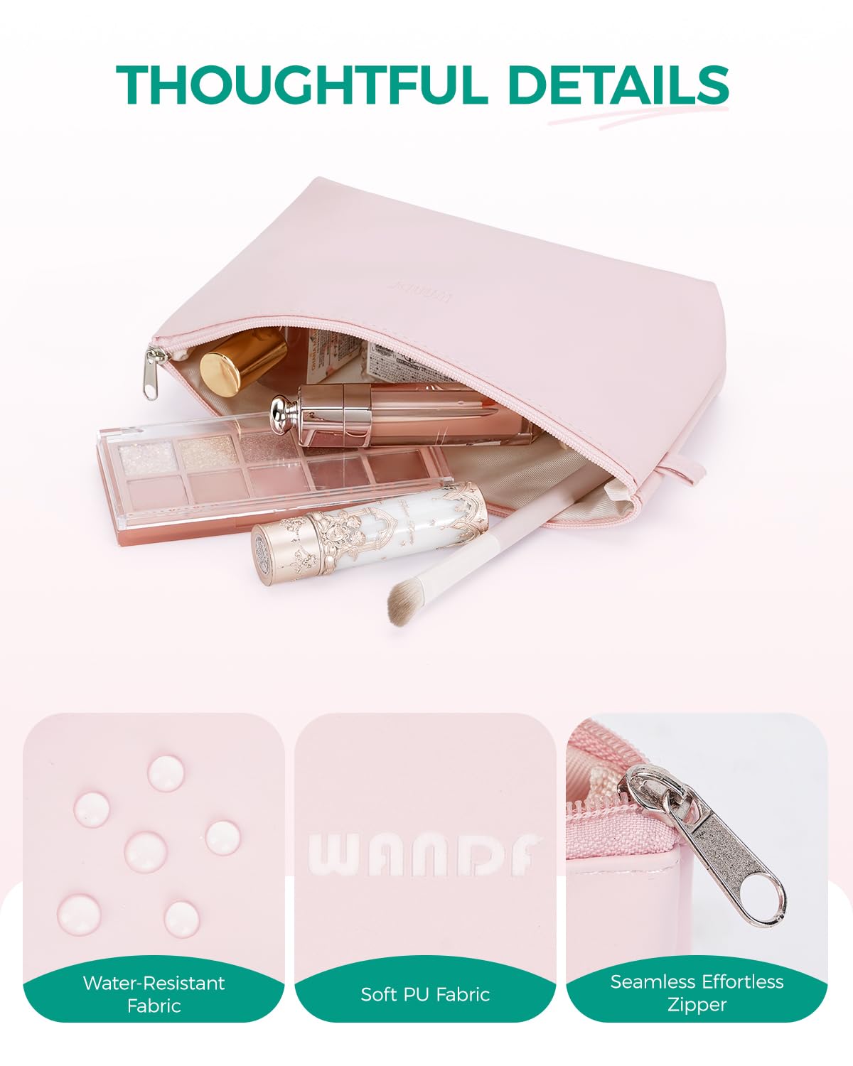 WANDF pouch inside a handbag showing scale and convenience for daily carry