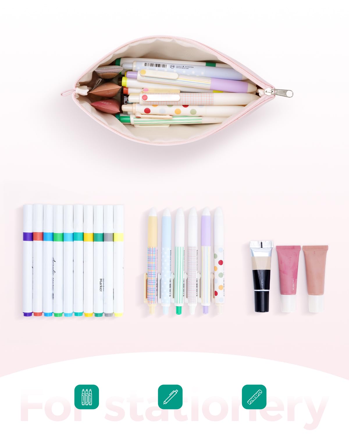 WANDF pouch on vanity with brushes showing aesthetic styling and everyday use
