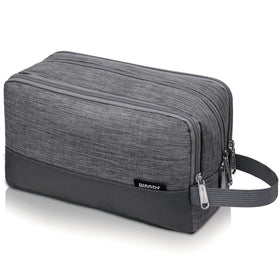 WANDF toiletry bag front view showing compact profile and organized pockets