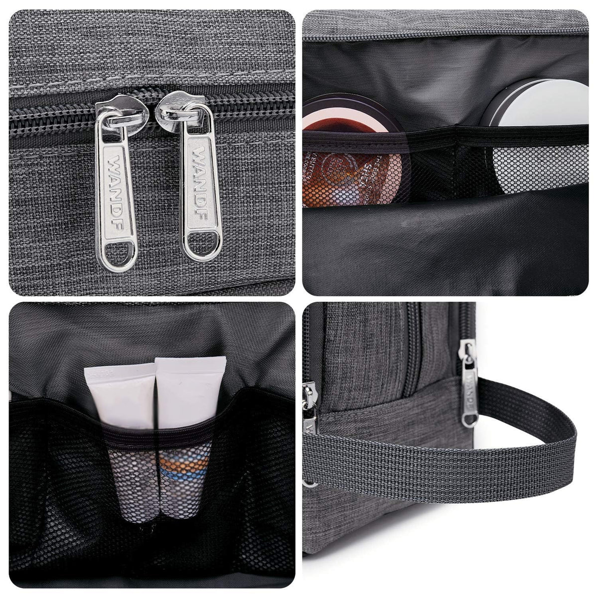 WANDF toiletry bag side handle hanging frees counter space and improves access