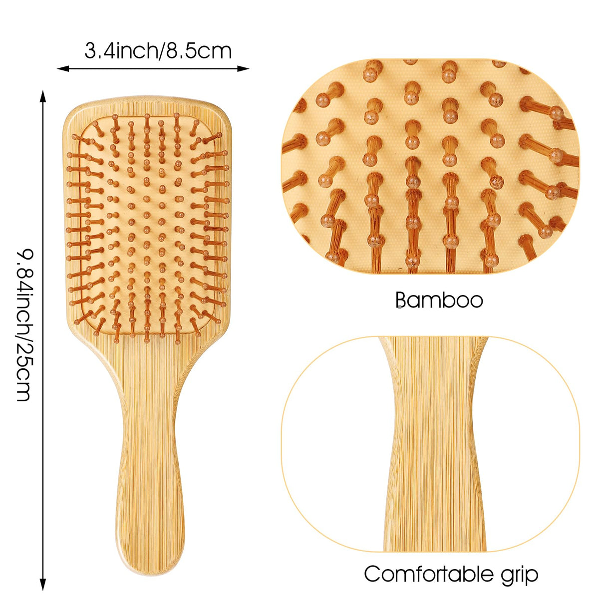 Wanmu close-up of rounded bamboo bristles highlighting gentle scalp-safe tips