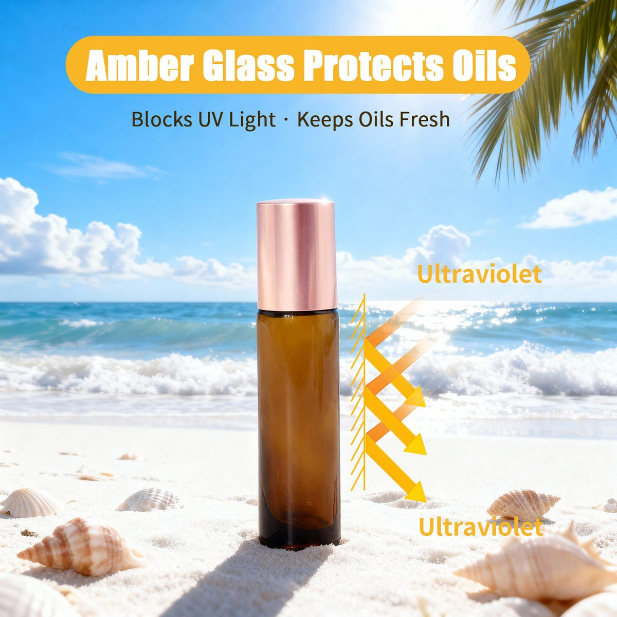 Warmify amber glass 10ml bottle demonstrating UV protection and durability