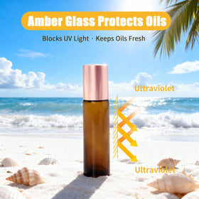 Warmify amber glass 10ml bottle demonstrating UV protection and durability