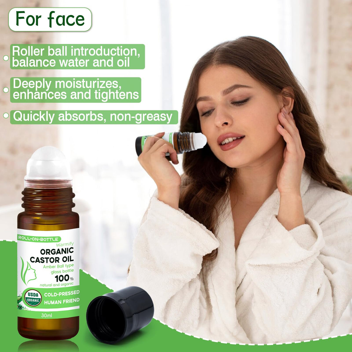 Warmify body roll-on paired with gua sha tool for enhanced glide during massage