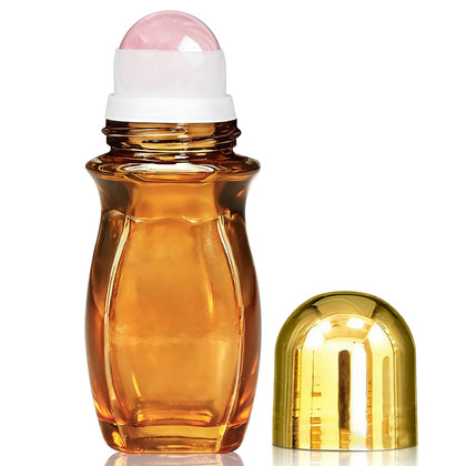 Warmify amber glass bottle front view showing elegant design and protection