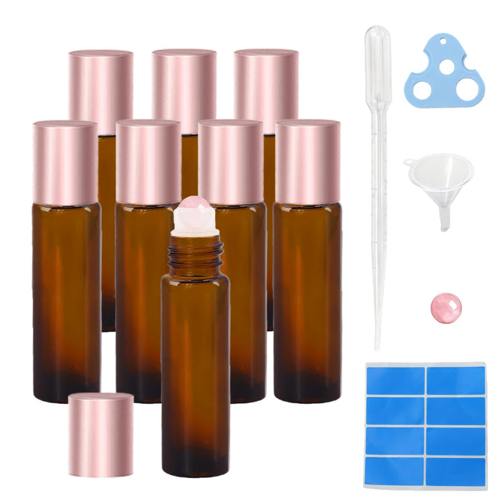 Warmify front view of eight amber roll-on bottles showing complete set benefit