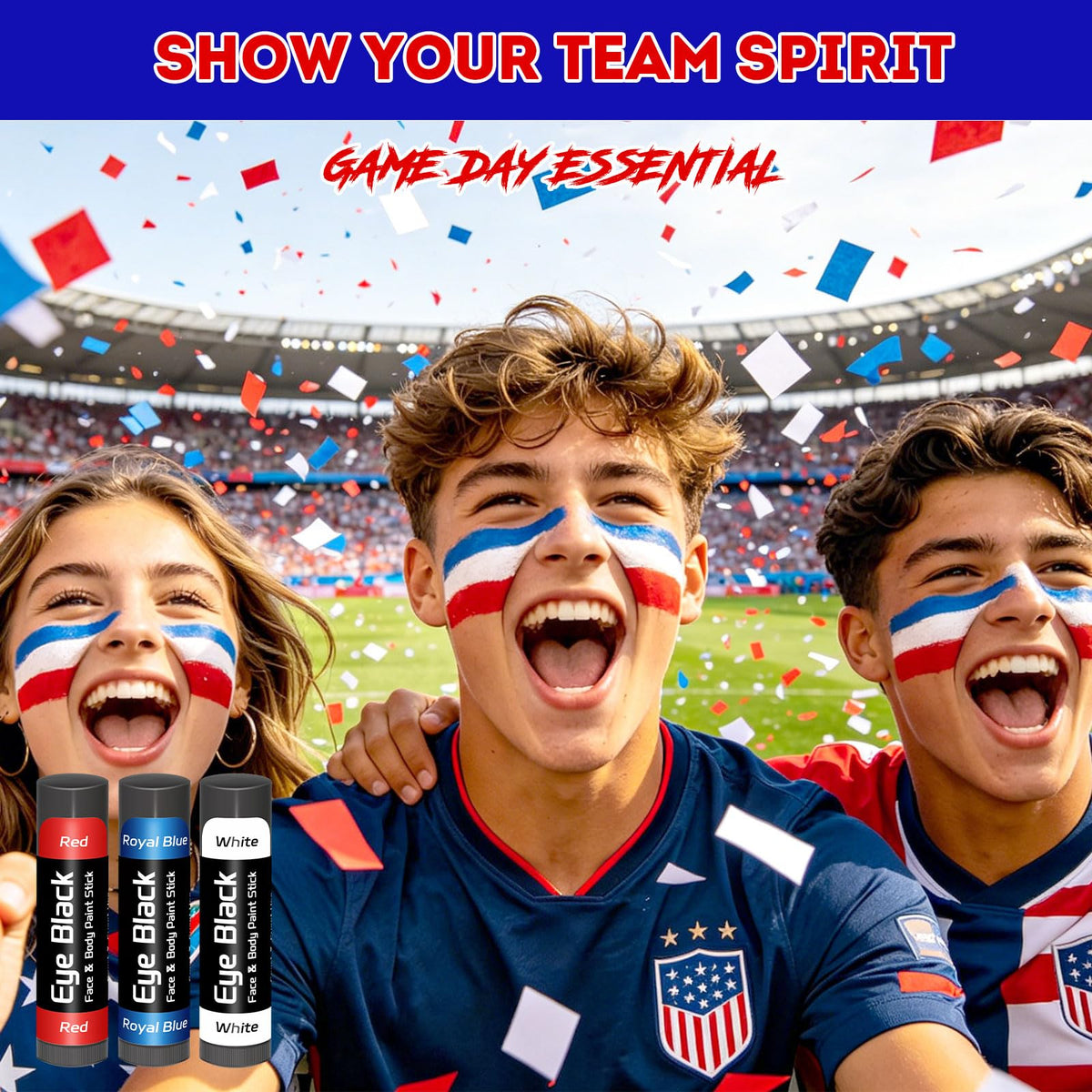 Warmify athlete applying eye black under eye for glare reduction benefit